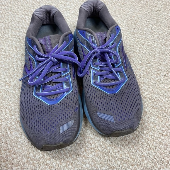 Brooks Ghost 12 Gray Blue Purple Running Shoes - Picture 2 of 8